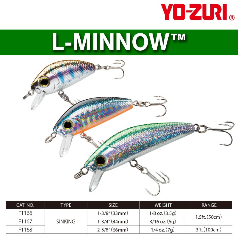 DUEL Yo-Zuri F1168-M92 L-Minnow Sinking Lure, Green Silver Orange, 66mm 2-5/8" - Image 2